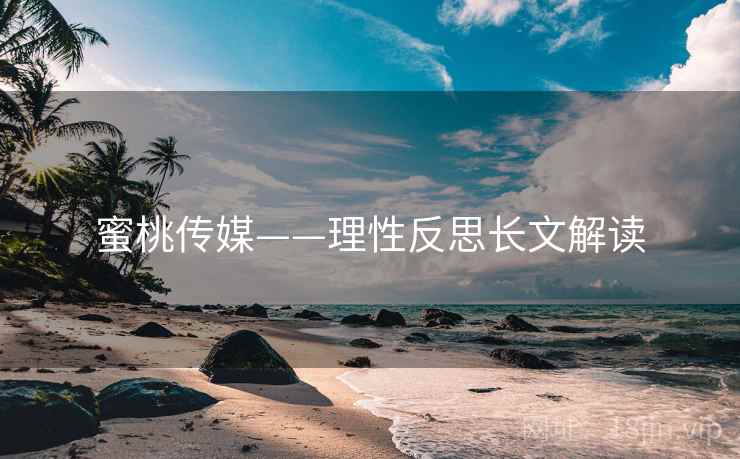 蜜桃传媒——理性反思长文解读